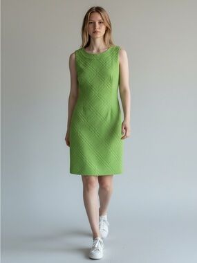 Evan-Picone Lime Green Textured Sheath Dress Size 4